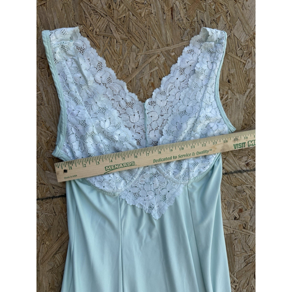Soft Surroundings Women’s Nightgown Medium Aqua Blue Lace Bodice Maxi Length - Picture 3 of 7